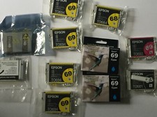 Lot 11 EPSON INK 69 68 Black Yellow Cyan Magenta NEW
