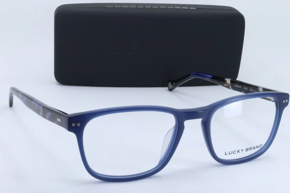 Monturas de anteojos Lucky Brand VLBD427 azul cuadrado para hombre con borde completo 52-19-145 Foto 3 de 4
