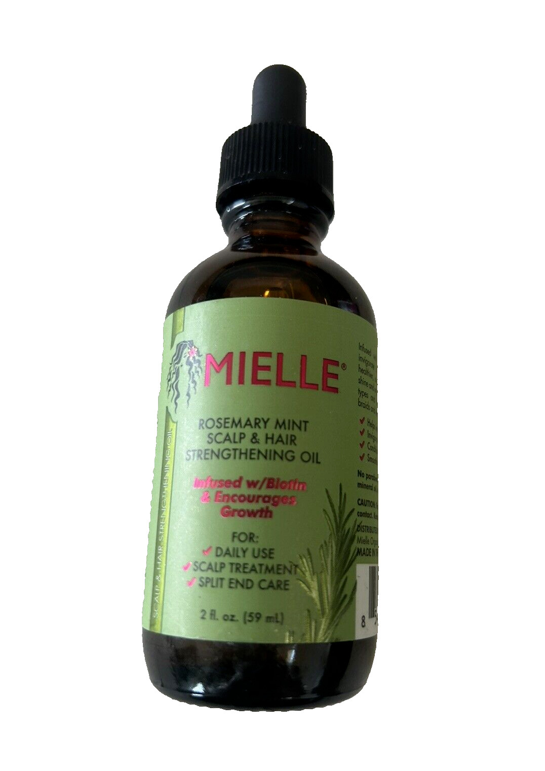 MIELLE ORGANICS Rosemary Mint Scalp & Hair Strengthening Oil Daily Use New