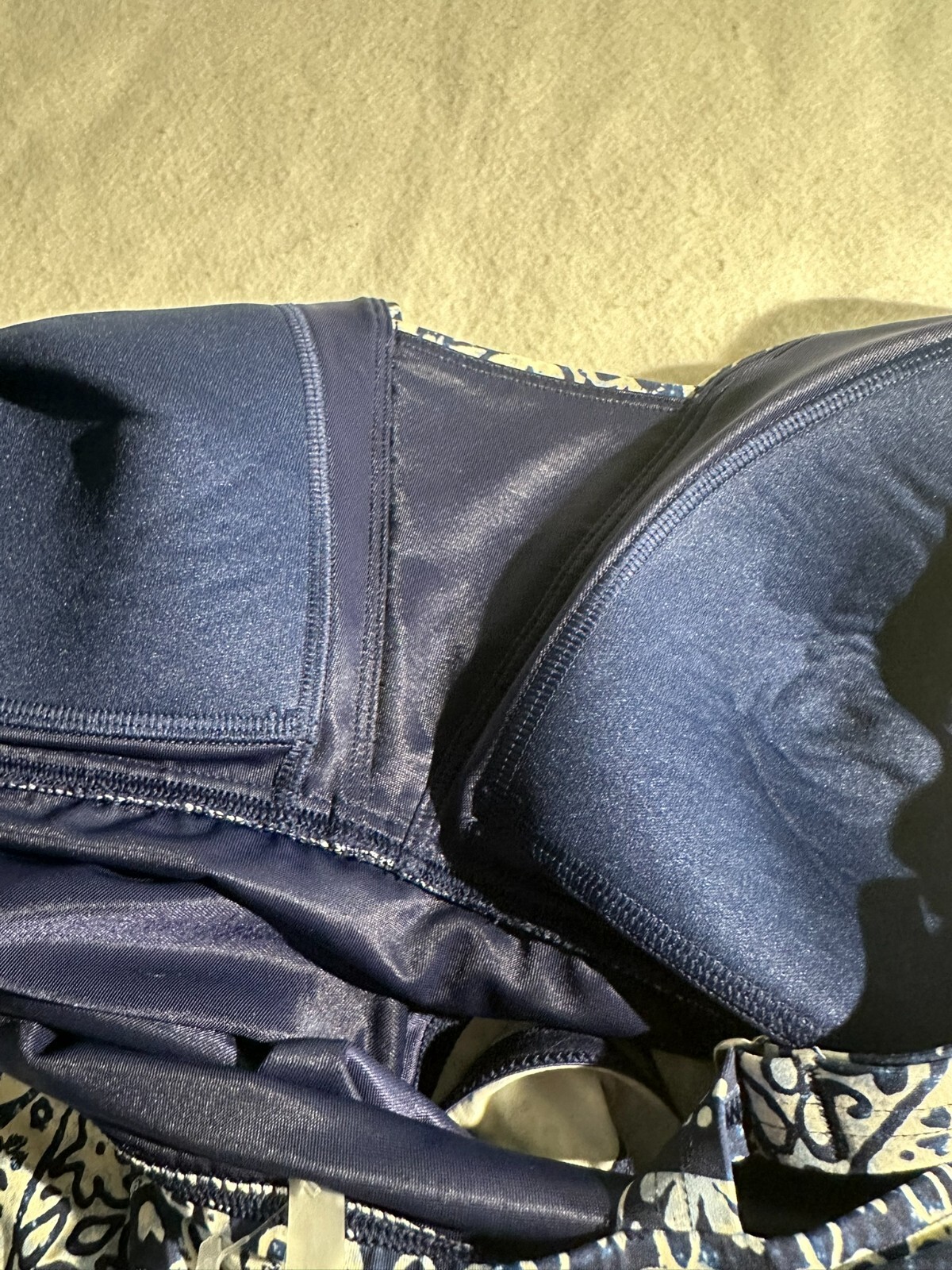 Lands' End Blue Patchwork Tummy Control Padded Ta… - image 8