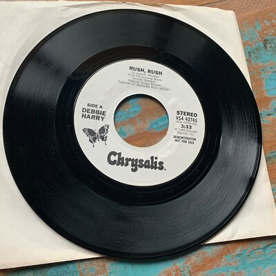Rare DEBBIE HARRY Rush Rush 7'' Demonstration Vinyl 45 Chrysalis 1983 Deborah