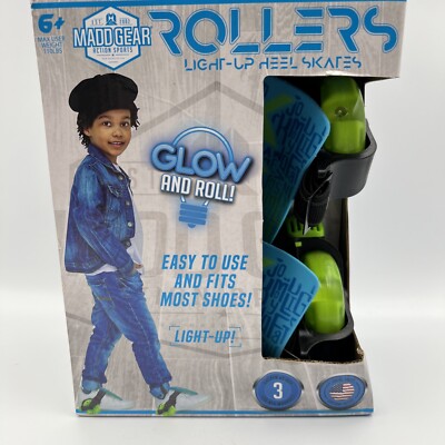 Madd Gear Rollers Light-up Heel Skates Brand New  Glow & Roll 6+ Max. Weight110#
