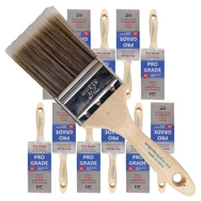 12PK 2.5" Flat House Wall,Trim Paint Brush Set Home Exterior or Interior Brush