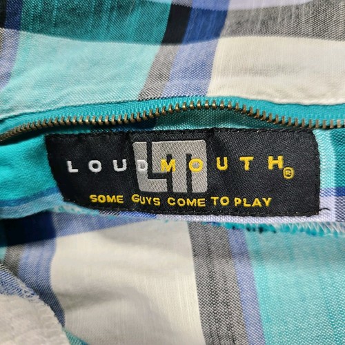 Loudmouth Golf Shorts Men's Size 40 Flat Front Chino Bermuda Blue Plaid Stretch - Picture 4 of 9