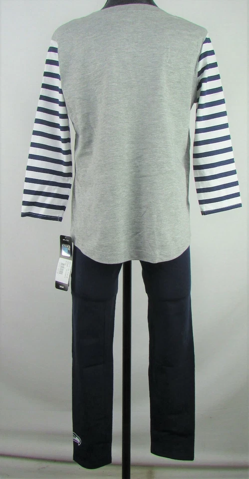 Seattle Seahawks NFL Niñas Estampado Envejecido Manga Larga a Rayas Conjunto de 2 Piezas Foto 3 de 4