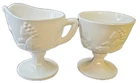 1970s Vintage IN Glass "Colony Harvest Grape" Milk Glass Creamer & Sugar Set