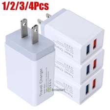 1-4 Pack, USB Wall Charger, Dual USB Port Cube Power Adapter Charger Plug US