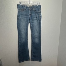 Ariat Real Denim Jeans Womens 29 Blue Whiskered Stretch Mid Rise Bootcut Leg