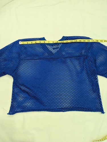 Vintage Mesh Football Jersey Blue Blank Crop Practice 80s 90s Fits M Indy Knit - Picture 5 of 5