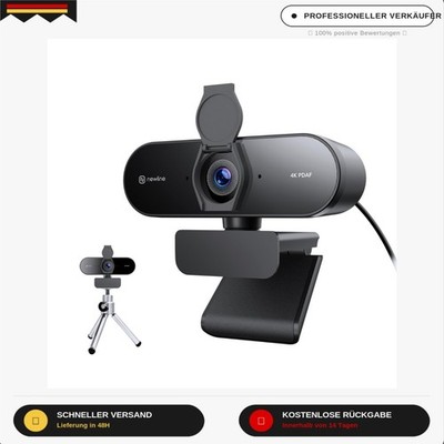 4k Webcam with 2 Micros & Metal Tripod, 1080p@60FPS, PDAF Auto Focus in 1 Second