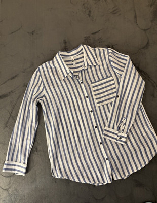 Lässig gestreiftes Hemd Bluse blau weiß 100% Baumwolle ever me Gr.44 Top Zustand