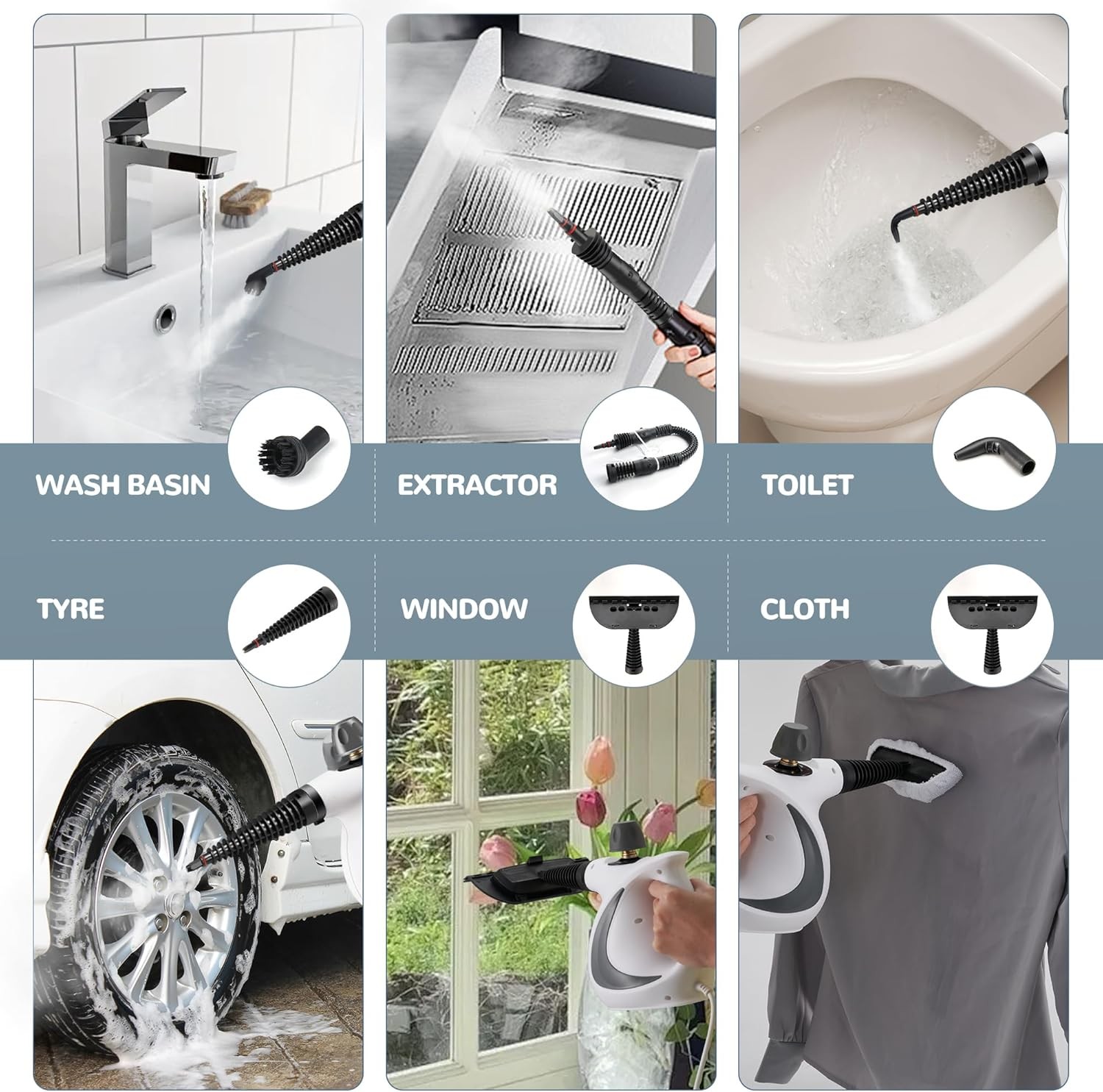 Handheld Portable Steam Cleaner with Large Capacity for Floor Car Carpet Couch