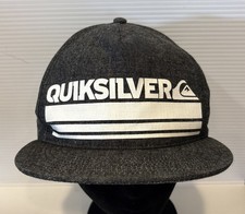 Quicksilver Cap OSFM Hat Gray White Snapback Wave Logo Surf Skateboard Streetwea