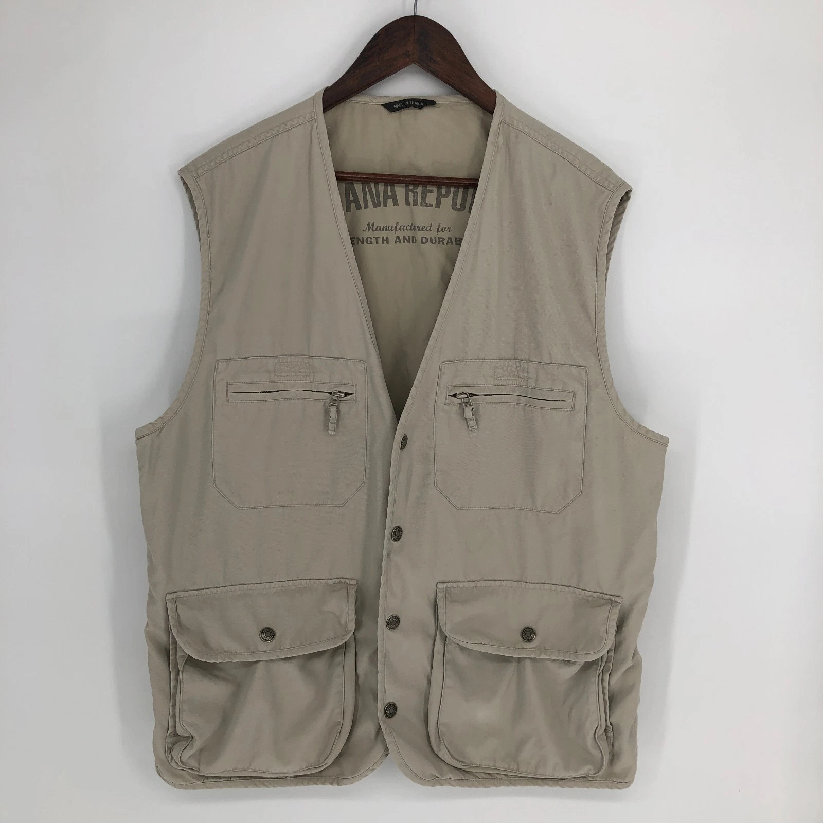Banana Republic Vest Men Large Safari Utility Khaki Photographer Fishing READ