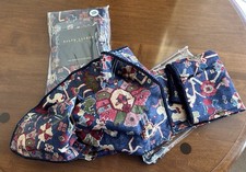 2 Euro Shams  Ralph Lauren  ORIENTA Navy  Floral Italy  Sateen Blue Vintage NEW!