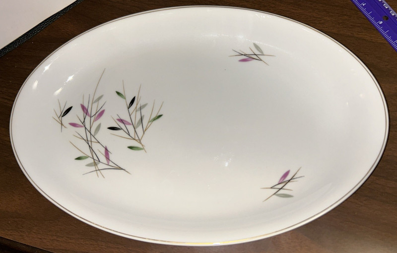 Mid Century Rosenthal GEISHA 3257 Oval Platter  13" pink/green/gray/gold Germany