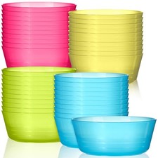 Kids Plastic Bowls 14oz 96 pcs Brightly Colored Toddler Cereal Snack Dishwash...