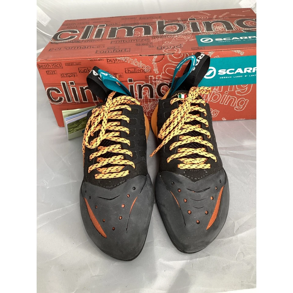 Zapatos de Escalada en Roca de Encaje Unisex SCARPA Instinct - Negros/Naranja - Talla 4M 5W - Nuevos Foto 2 de 4
