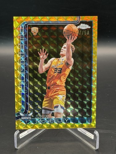 2025-26 Topps Chrome Update Liam McNeeley Hornets RC TCAR-LM Gold Geo /50