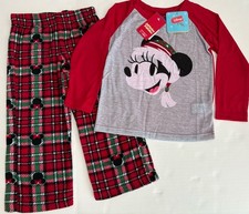 NEW Sz 4 Disney Minnie Mouse Holiday Sleep Fleece Pajamas Christmas PJs Jammies