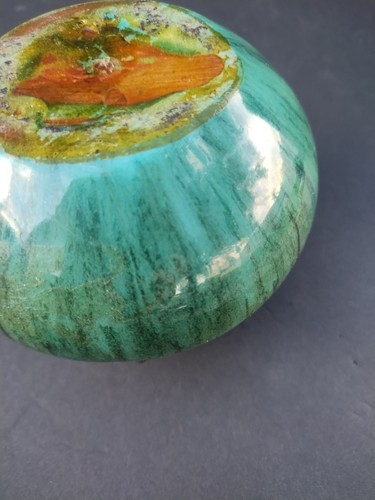JB Cole Pottery Vintage Lotus Flower Planter Malachite Green Glaze - Picture 11 of 11