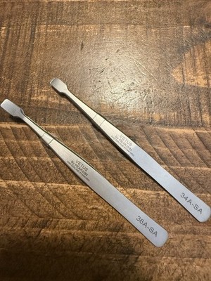 VETUS 2-Piece high quality Premium Stamp Tweezers Set (34A-SA & 36A-SA)
