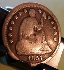 1857 P SEATED LIBERTY HALF DIME  damaged