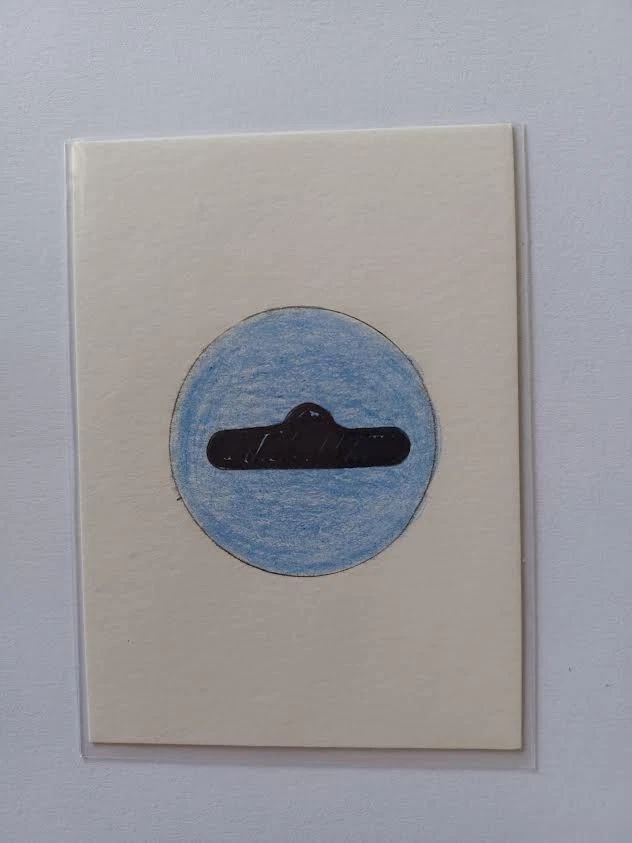 Original ACEO Art Card Miniature Art  Futuristic Sci-Fi UFO Flying Car GU-GO  - Image 2 of 3