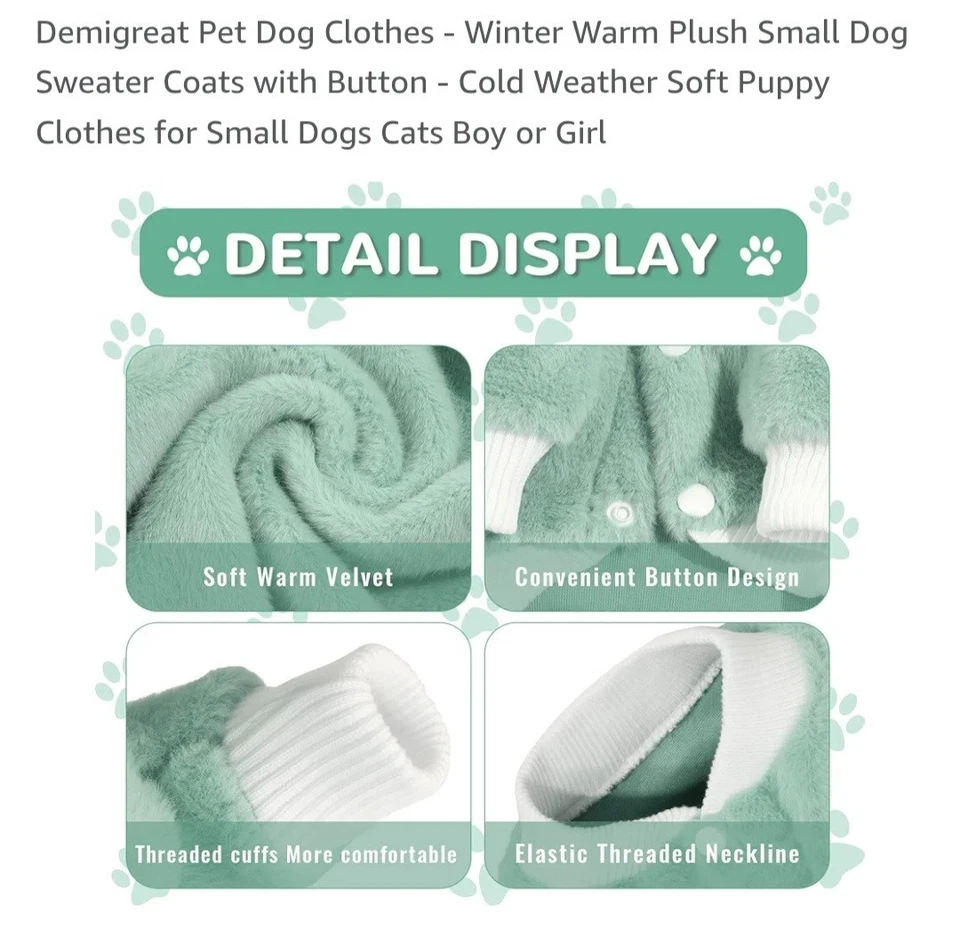 Mascota Perro Gato Cálido Suéter Chaleco Abrigo Polar Chaqueta Cachorro Camiseta Ropa Disfraz Foto 2 de 4