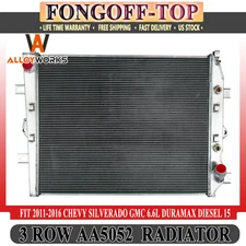 3 Row Aluminum Radiator Fit 2011-2016 Chevy Silverado GMC 6.6L Duramax Diesel 15