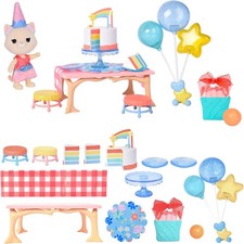 Honey Bee Acres Birthday Wishes Playset, 15 Piece Miniature Dollhouse Party Set