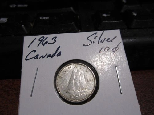 Canada 1963 -  10 Cent Dime Canadian Coin - 80% Silver - ASW 0.06 Oz