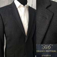 Brooks Brothers "346" Stretch Blazer Men 40r Wool Gray Melange Sport Coat Jacket