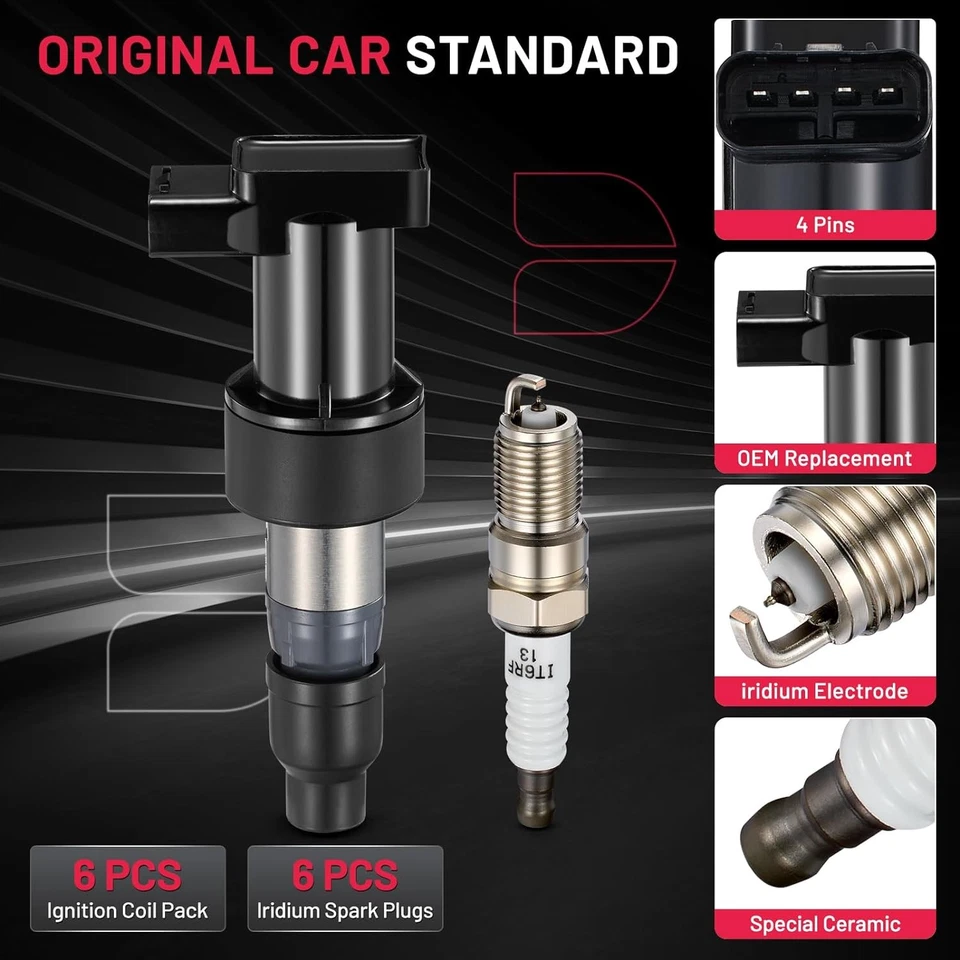 Bobina de ignição e vela de ignição de irídio para 2003-08 Jaguar X-Type S-Type 3.0L UF435 - Imagem 2 de 4