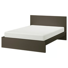 IKEA MALM High Bed Frame Dark Grey Luröy Standard Double Bedroom Bed New UK