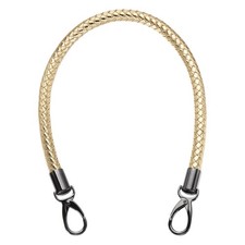55cm 21.7" Braided Purse Strap PU Leather Light Gold Black Buckle 