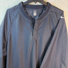 Vtg Nike Golf Windbreaker Jacket Men Large Black Long Sleeve T Snap Band Collar