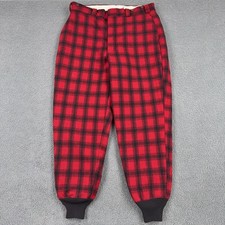 Vintage Woolrich Pants Mens 38x31 Red Buffalo Plaid Wool Hunting Lumberjack 80s
