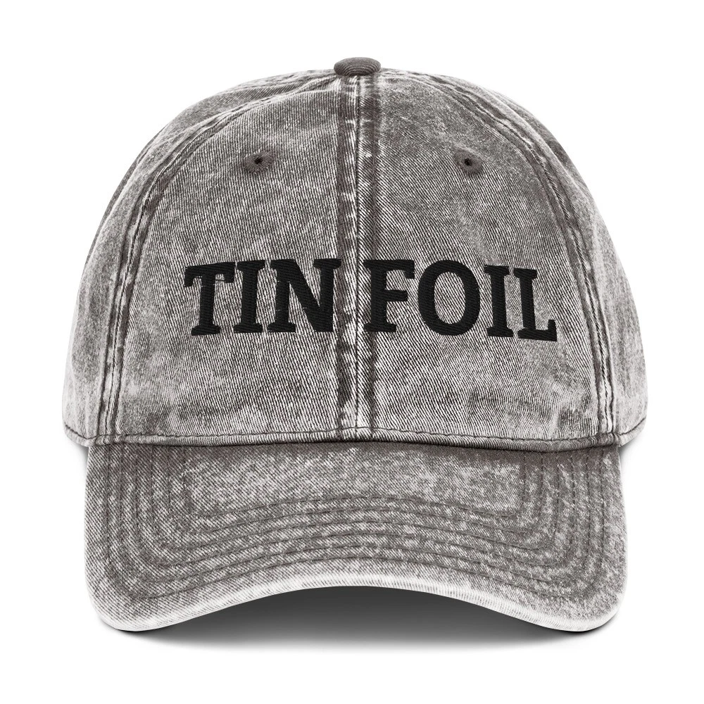 Tin Foil Hat Vintage Cotton Twill Cap Funny Conspiracy Theorist UFO Enthusiast