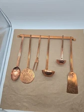 VTG. Revere Ware Copper Serving Set Utensils, 7 pcs Including Hanger