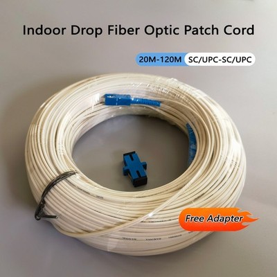 20M-120M Indoor Drop Cable Patch Cord SC/UPC To SC/UPC Simplex Core With Adapter