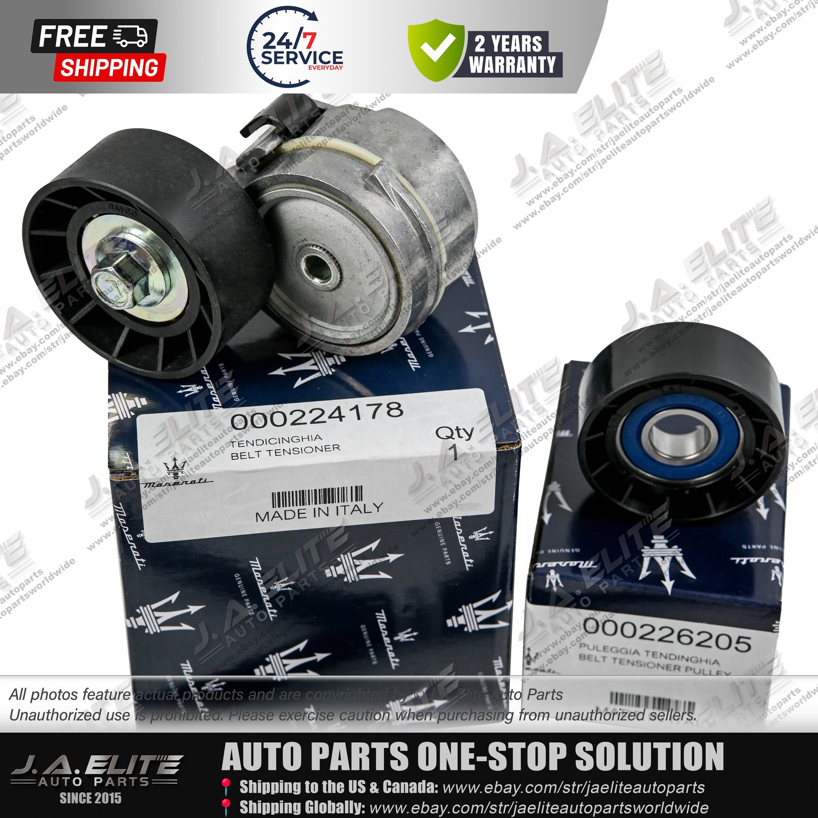 5pcs Belt Tensioner Pulley Kit fit Maserati Quattroporte GranTurismo GC