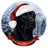 Holiday Pet Gifts American Black Lab Dog Santa Hat Porcelain Ornament