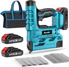 SEESII Cordless Brad Nailer Stapler 18 Gauge Electric 2*2.0Ah Battery Nail Gun