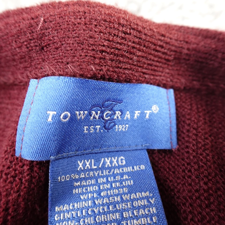 Suéter Towncraft Para Hombres 2XL Rojo Púrpura Acrílico Botón Frontal Cárdigan Abuelo EE. UU. Foto 4 de 4