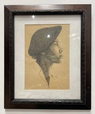 HOLIDAY SALE!!  Elizabeth Catlett drawing - Woman w/Hat - not a print