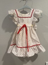 Vintage Infant Girl Red and White Ruffle Polka Dot Dress Size 12-months