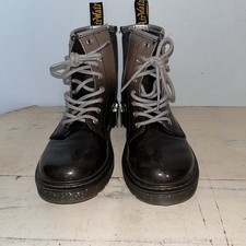 Dr. Doc Martens Junior Lace Up Boots Cosmic Glitter US Child Size 2 Black Silver