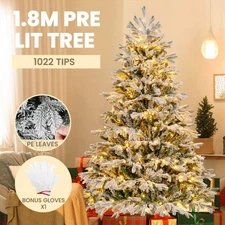 NNECW 1.8M Artificial Christmas Xmas Tree with 1022 PE PVC Branch Tips for Home/