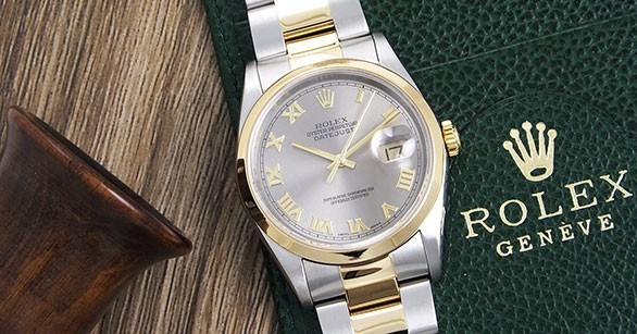 Rolex Oyster Perpetual DateJust 36mm in 18K/SS With Gorgeous Rhodium Dial